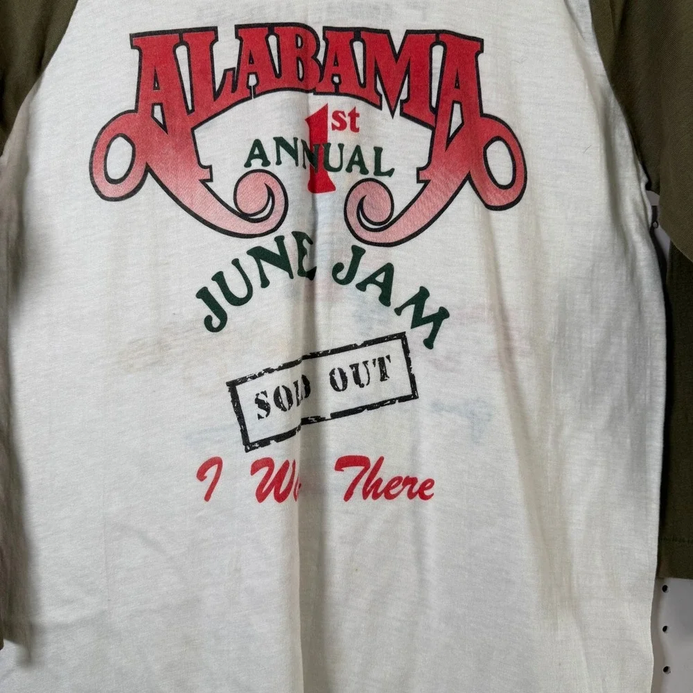 Vintage 1982 Alabama June Jam Tee Jays T-Shirt Raglan Sleeve USA Made - Large